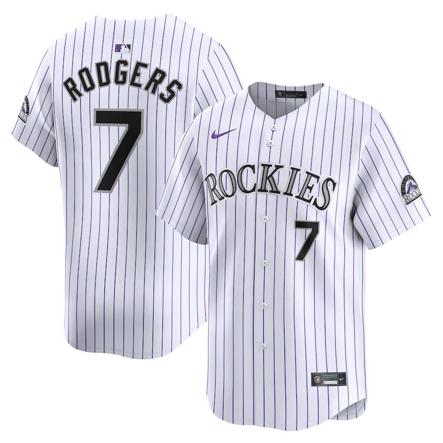 Men Colorado Rockies 7 Brendan Rodgers Nike White Home Limited Player MLB Jersey